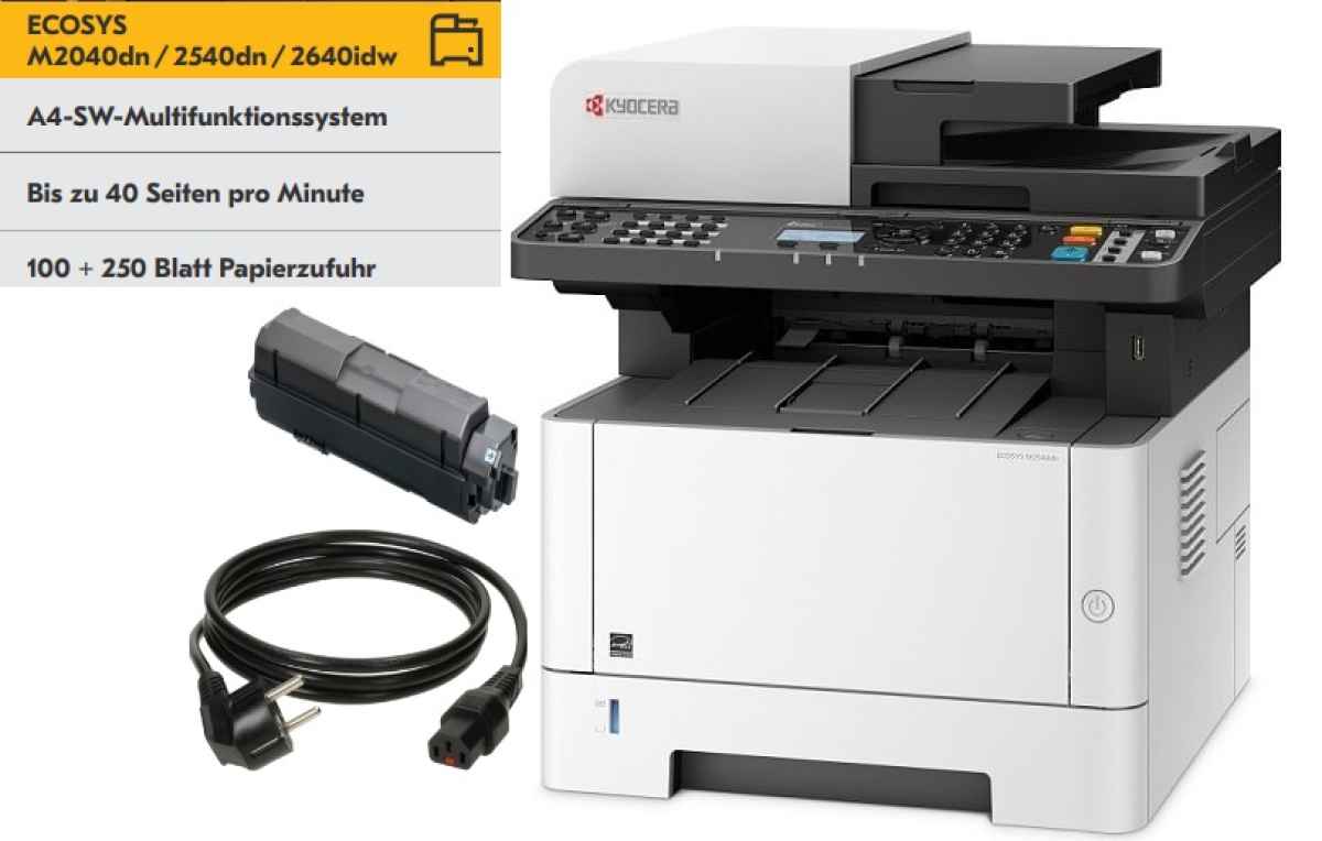 kyocera, ecosys, m2540dn, multifunktions-kopierer, schwarz/weiss, netzwerkdrucker, scanner, fax